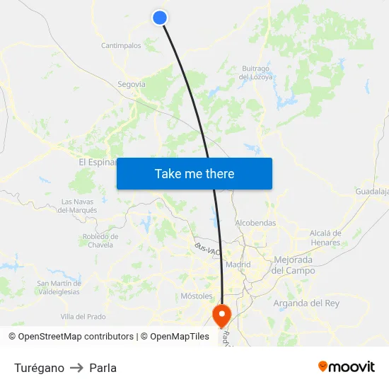 Turégano to Parla map