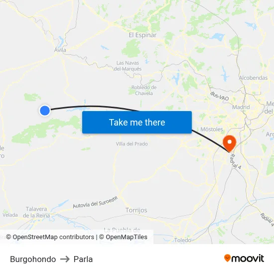 Burgohondo to Parla map