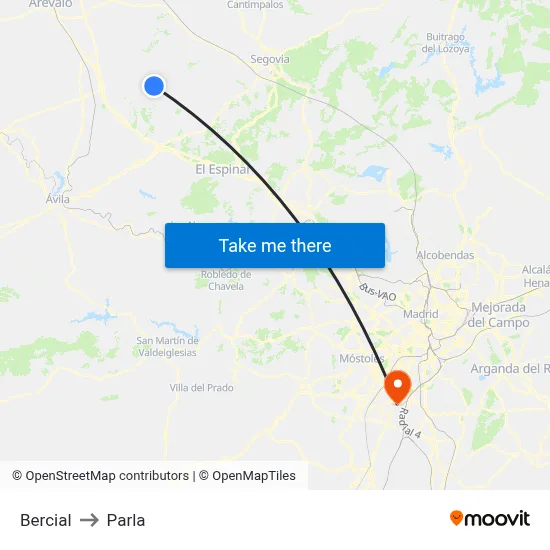 Bercial to Parla map