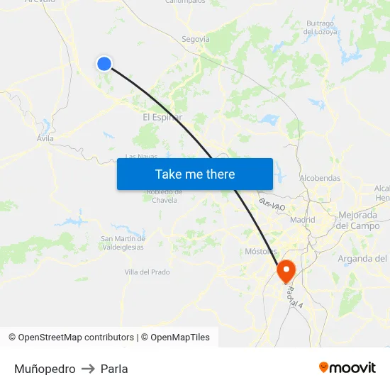 Muñopedro to Parla map