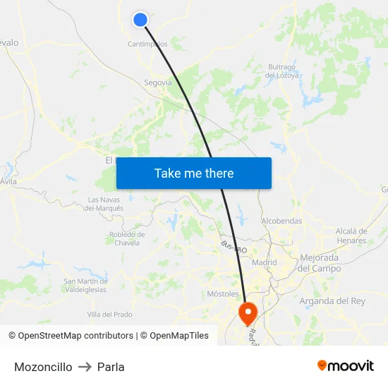 Mozoncillo to Parla map