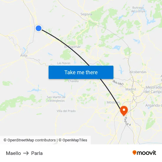 Maello to Parla map