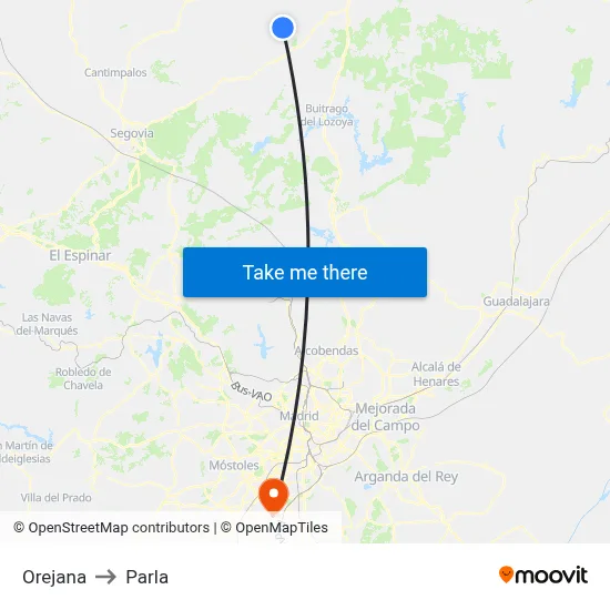 Orejana to Parla map
