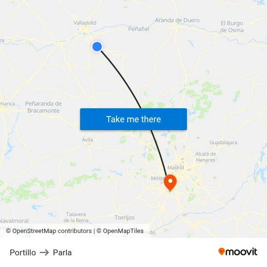 Portillo to Parla map