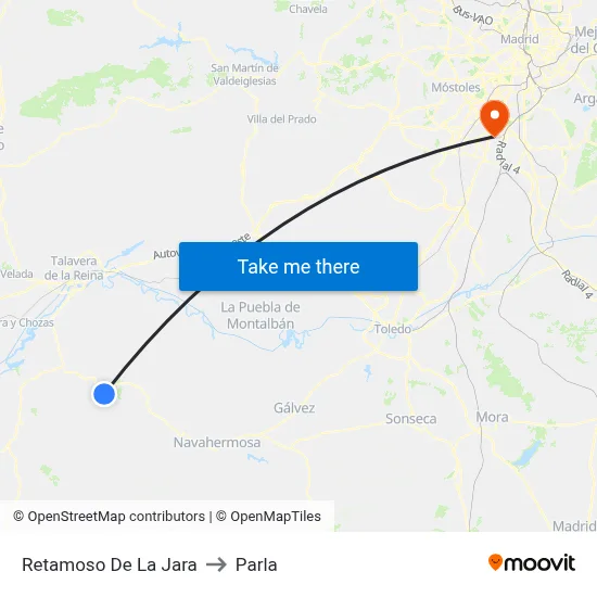Retamoso De La Jara to Parla map
