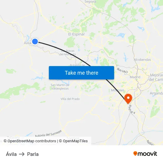 Ávila to Parla map
