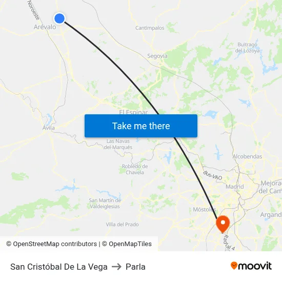 San Cristóbal De La Vega to Parla map