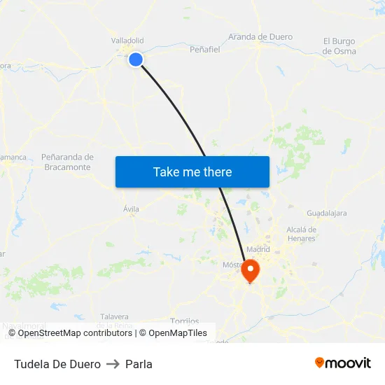 Tudela De Duero to Parla map