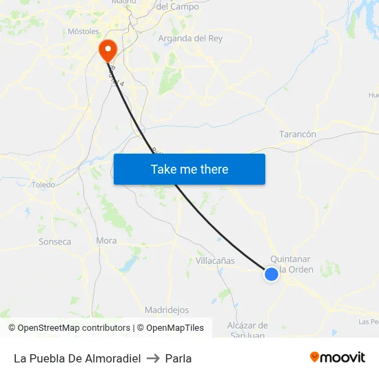 La Puebla De Almoradiel to Parla map