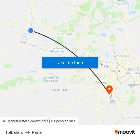 Tolbaños to Parla map