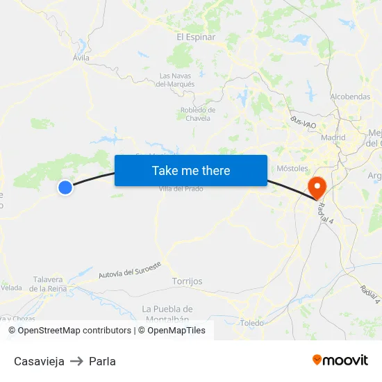 Casavieja to Parla map