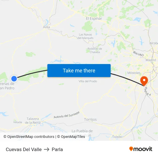 Cuevas Del Valle to Parla map
