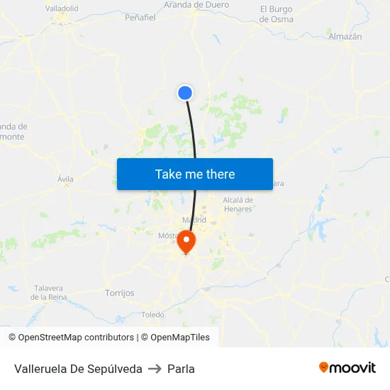 Valleruela De Sepúlveda to Parla map