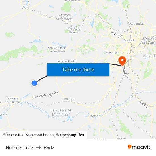 Nuño Gómez to Parla map