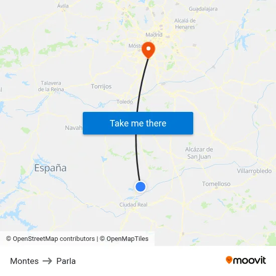 Montes to Parla map