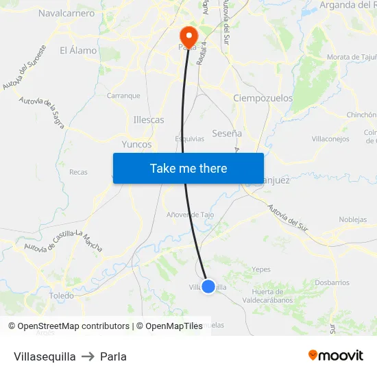 Villasequilla to Parla map