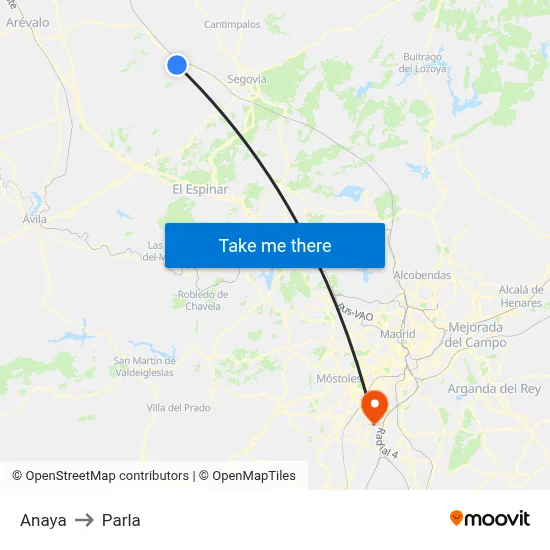 Anaya to Parla map