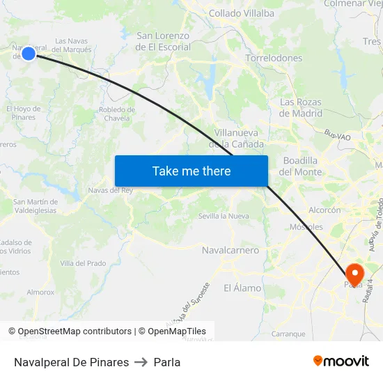 Navalperal De Pinares to Parla map