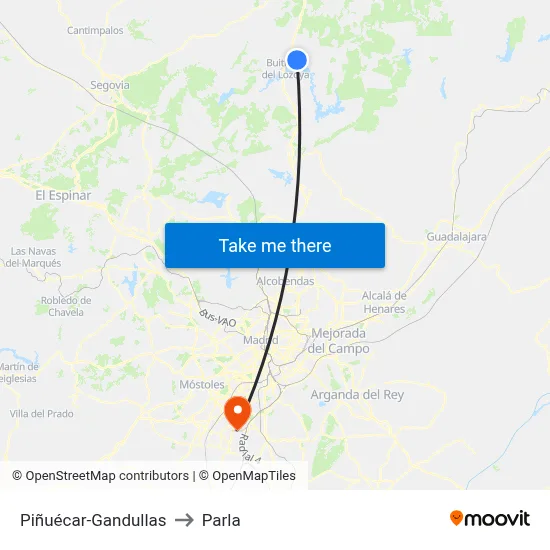 Piñuécar-Gandullas to Parla map