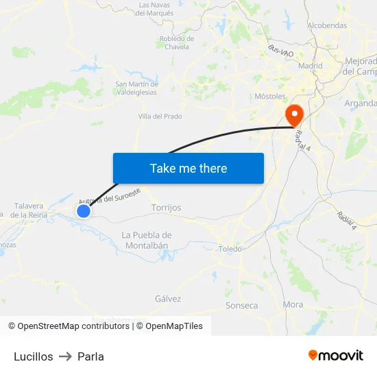Lucillos to Parla map