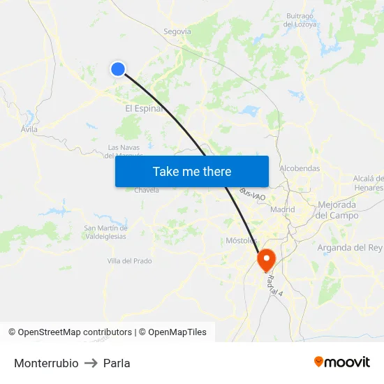 Monterrubio to Parla map
