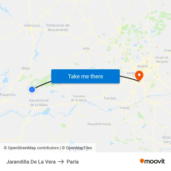 Jarandilla De La Vera to Parla map