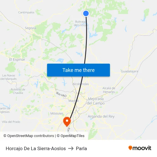 Horcajo De La Sierra-Aoslos to Parla map