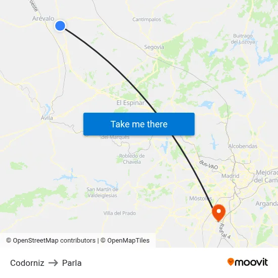 Codorniz to Parla map