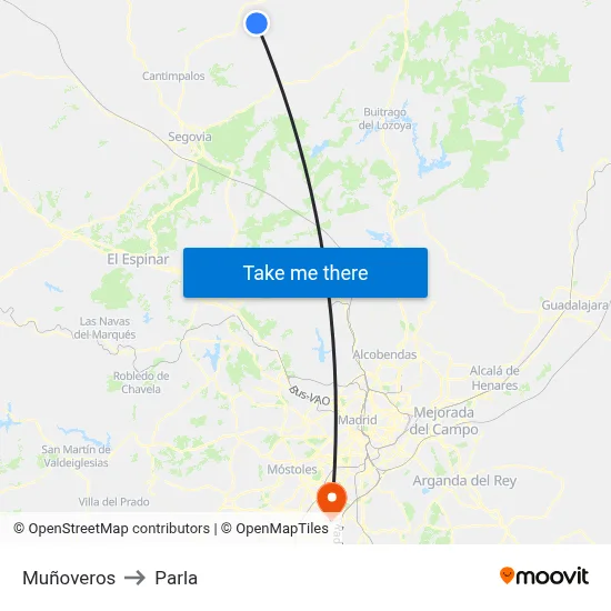 Muñoveros to Parla map