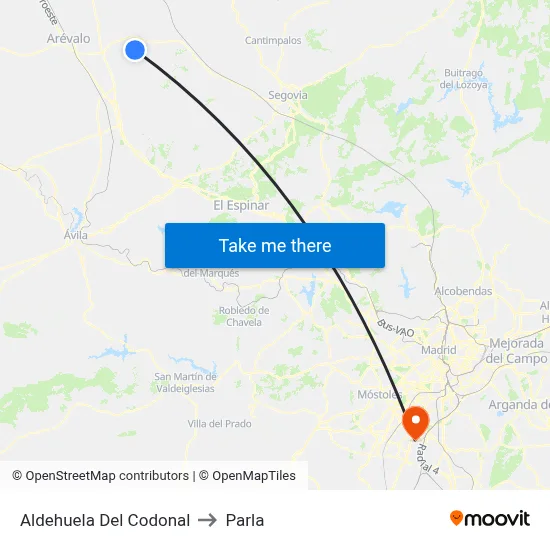 Aldehuela Del Codonal to Parla map