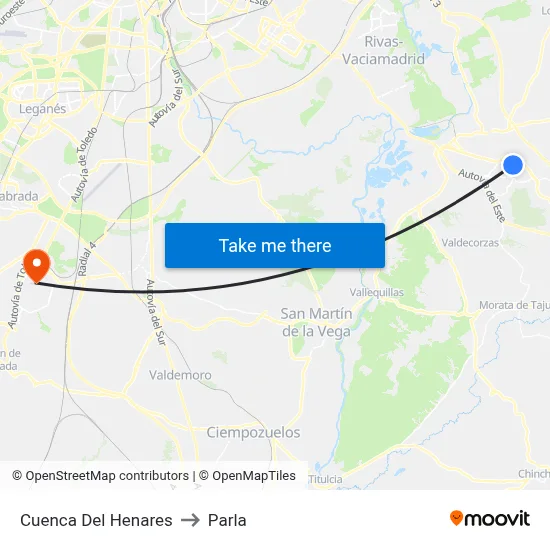 Cuenca Del Henares to Parla map