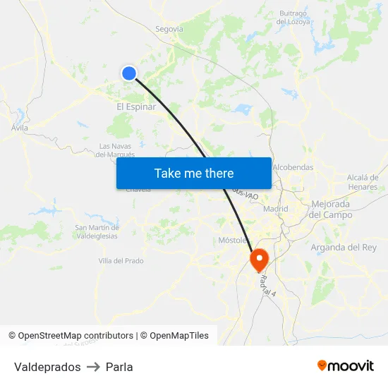 Valdeprados to Parla map