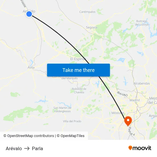 Arévalo to Parla map
