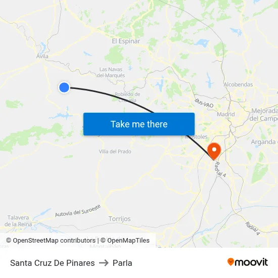 Santa Cruz De Pinares to Parla map