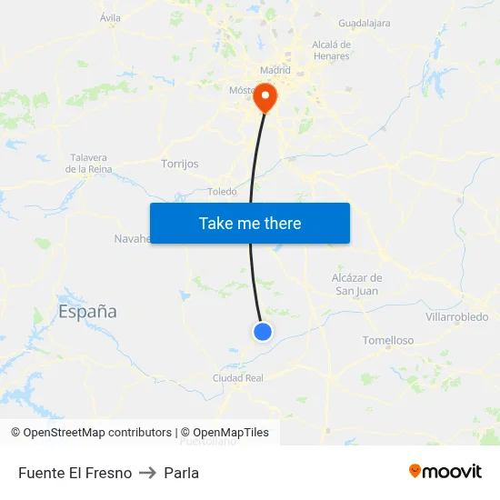 Fuente El Fresno to Parla map