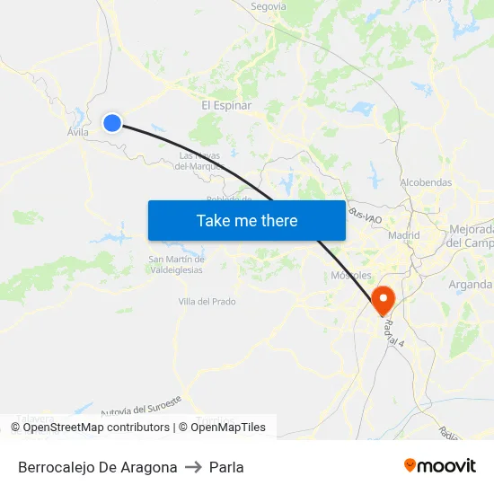 Berrocalejo De Aragona to Parla map