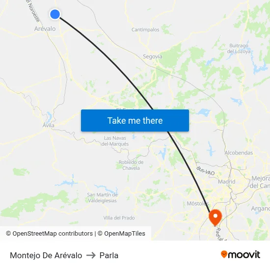 Montejo De Arévalo to Parla map