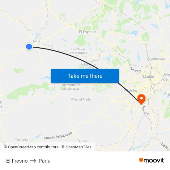 El Fresno to Parla map