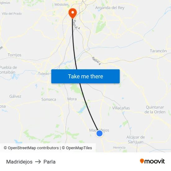 Madridejos to Parla map