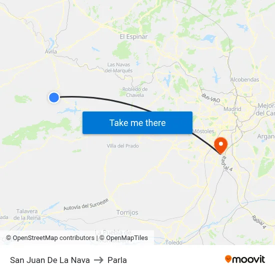San Juan De La Nava to Parla map