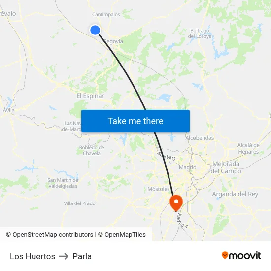 Los Huertos to Parla map