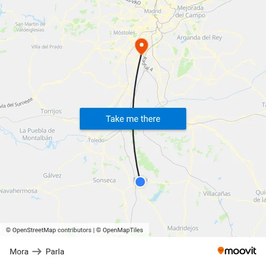 Mora to Parla map