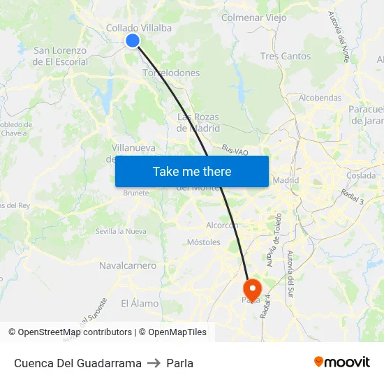 Cuenca Del Guadarrama to Parla map