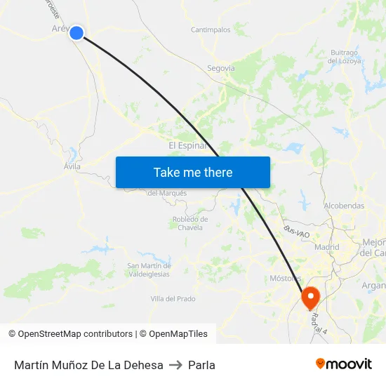 Martín Muñoz De La Dehesa to Parla map