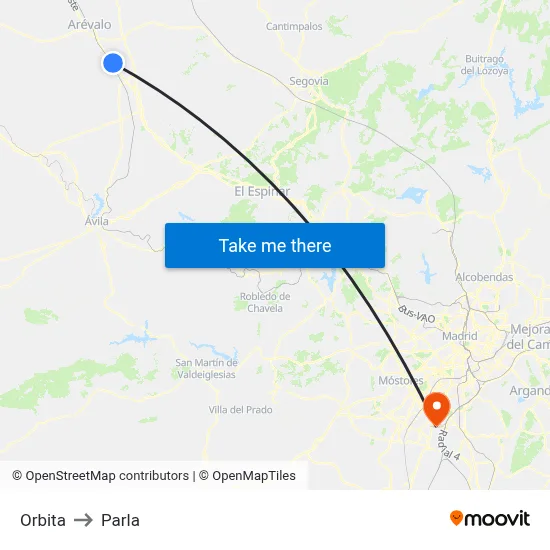 Orbita to Parla map