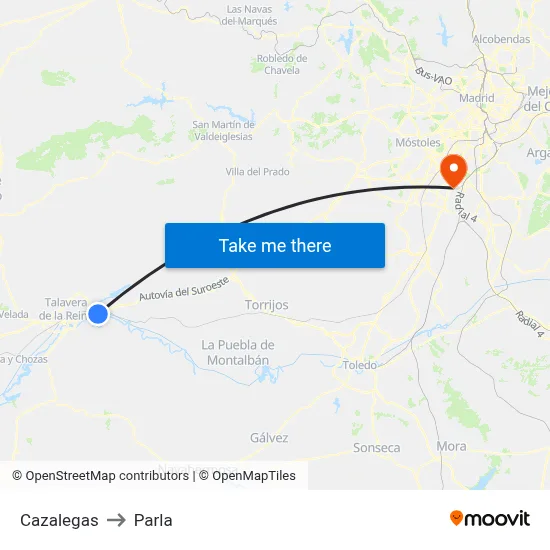 Cazalegas to Parla map