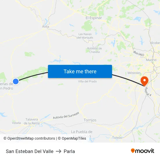 San Esteban Del Valle to Parla map
