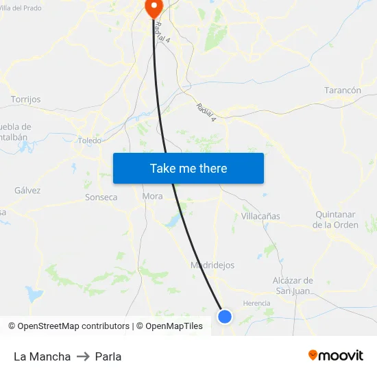 La Mancha to Parla map