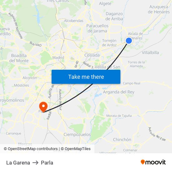 La Garena to Parla map