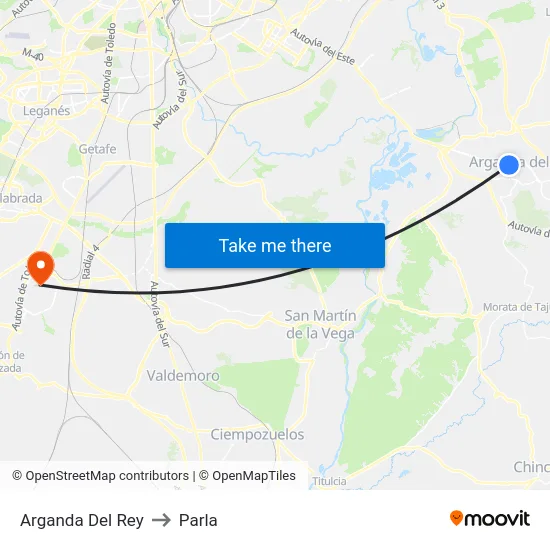 Arganda Del Rey to Parla map